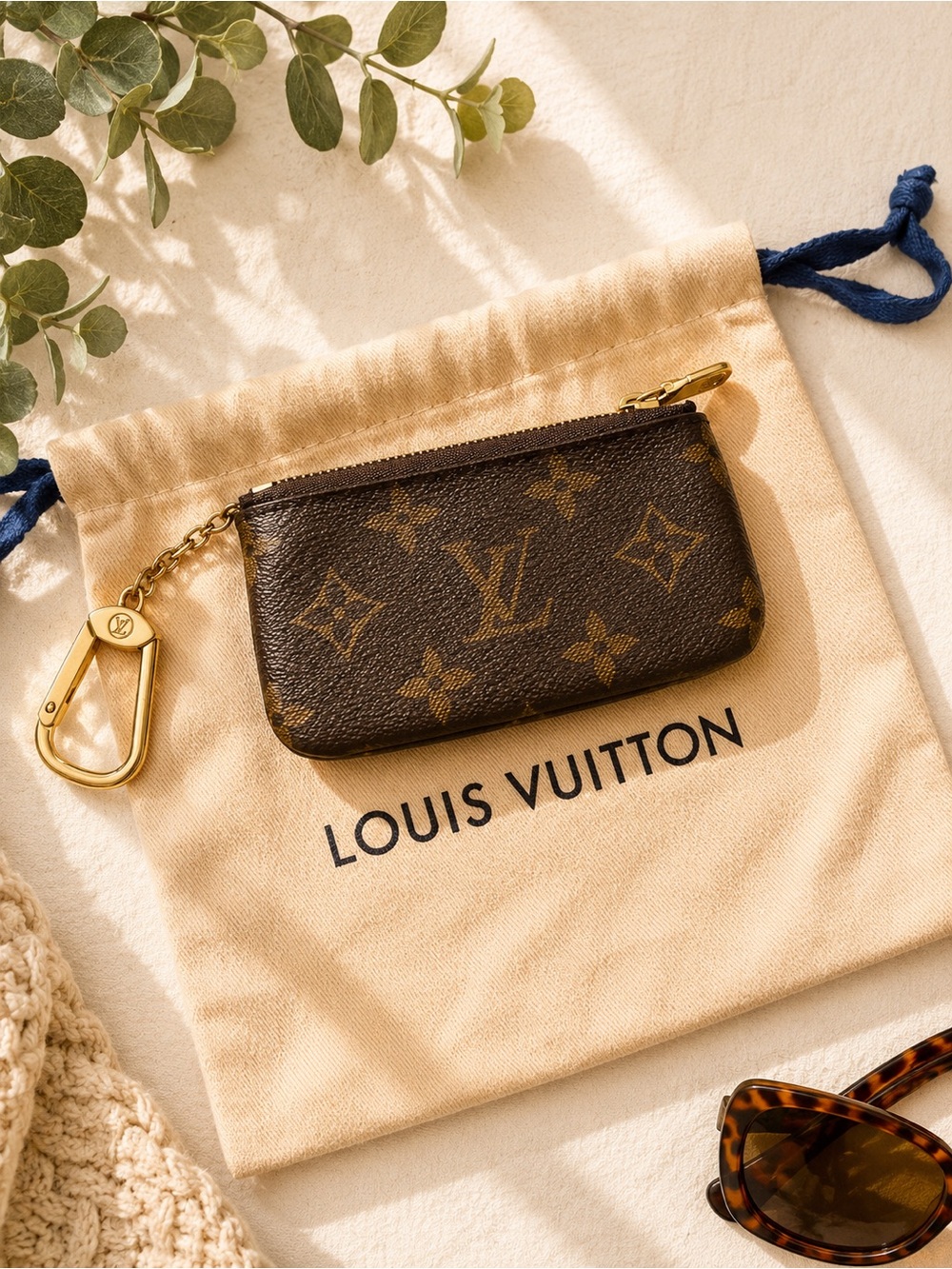 Louis Vuitton Monogram Canvas Key & Card Pouch with Gold Hardware